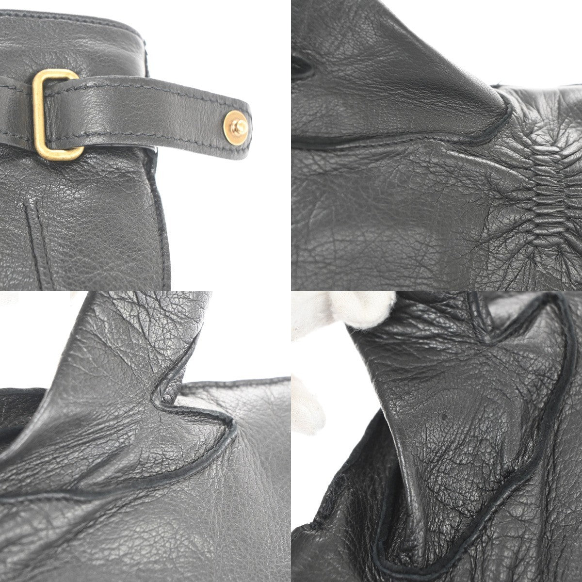 GUCCI Logo Tiger Head Gloves Size 8/S Lambskin Leather Black GHW Italy 04YJ103
