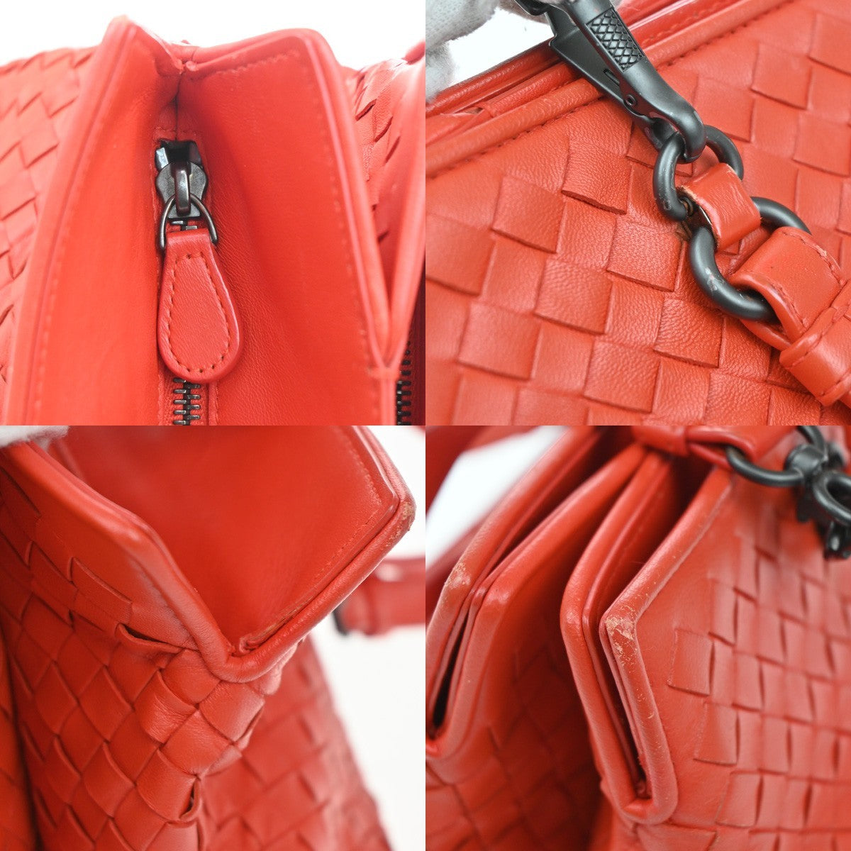 BOTTEGA VENETA Logo Intrecciato 2way Shoulder Hand Bag Leather Red Italy 99MA144