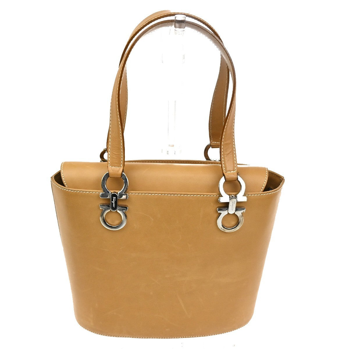 SALVATORE FERRAGAMO Gancini 2Way Shoulder Hand Bag Leather Brown Silver 36TA414