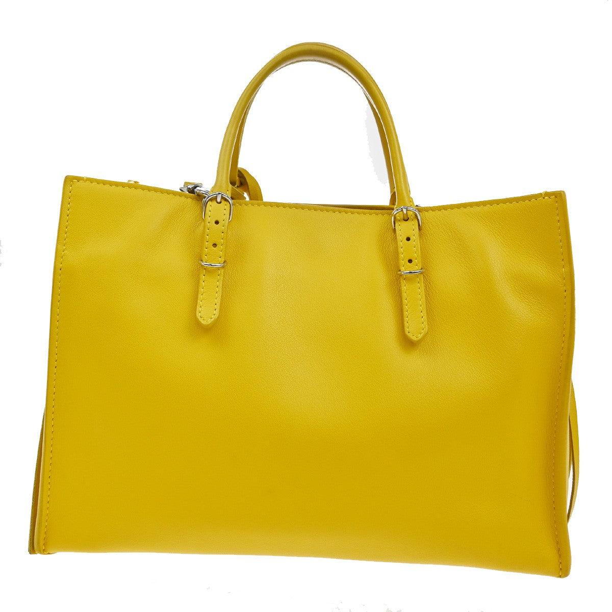 BALENCIAGA Paper Mini 2Way Shoulder Hand Bag Leather Yellow SHW Mirror 97YH797
