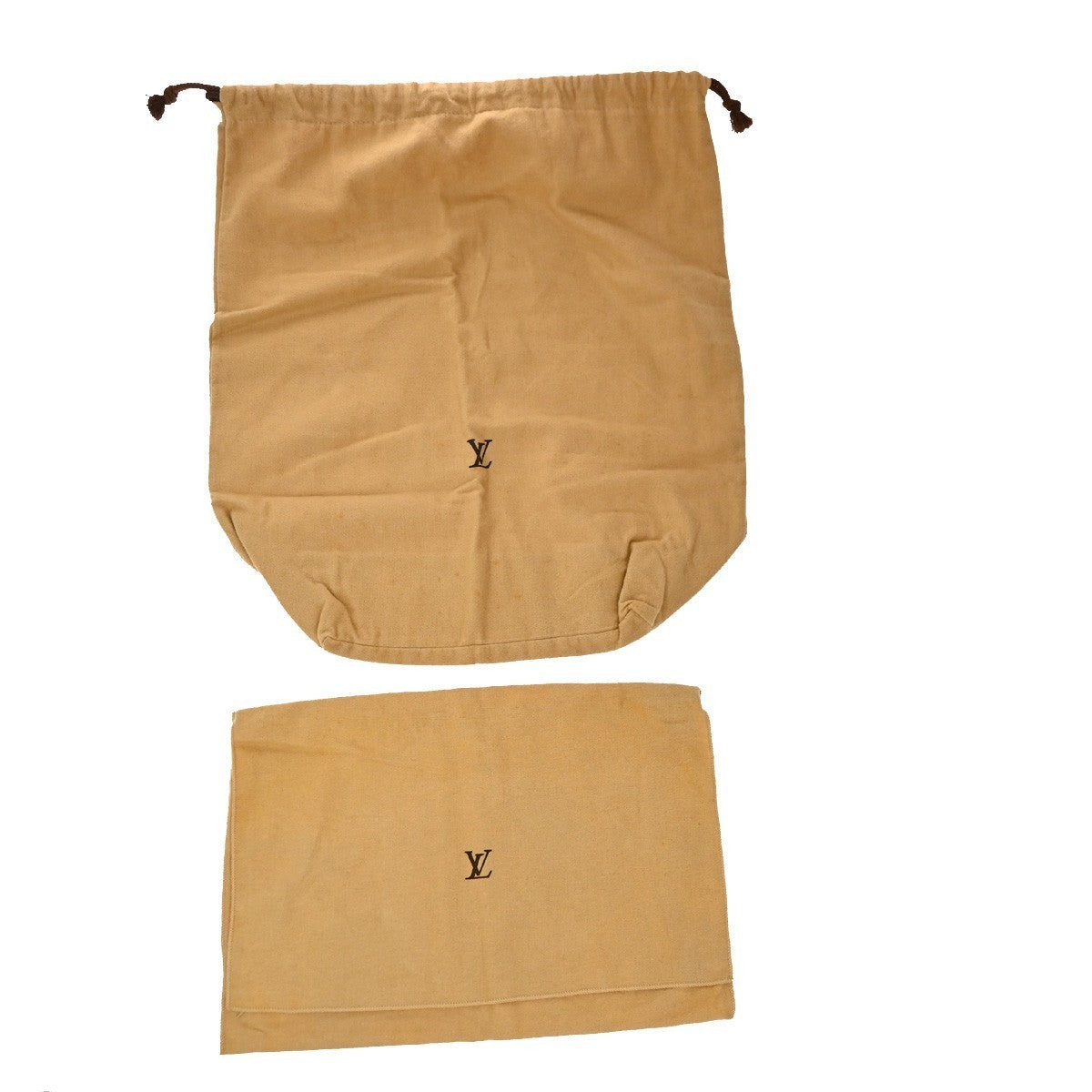 LOUIS VUITTON Logo 10 Set Dust Bag Drawstring Canvas Cotton Beige Brown 09KP308
