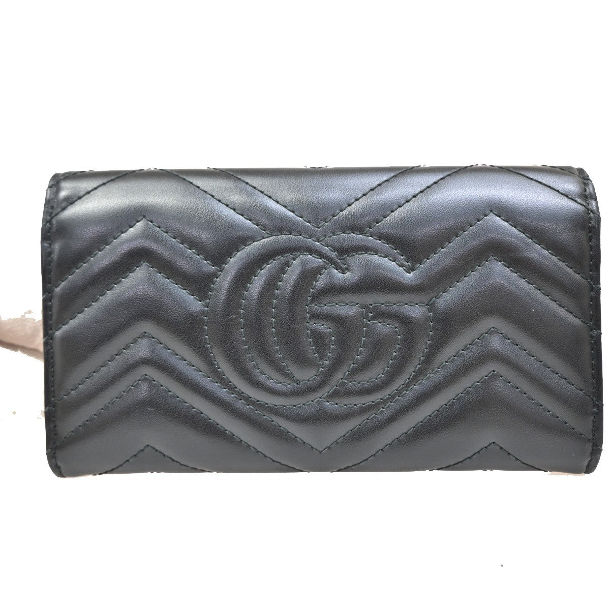 GUCCI Marmont Continental GG  Long Bifold Wallet Leather Black GHW 81TA043