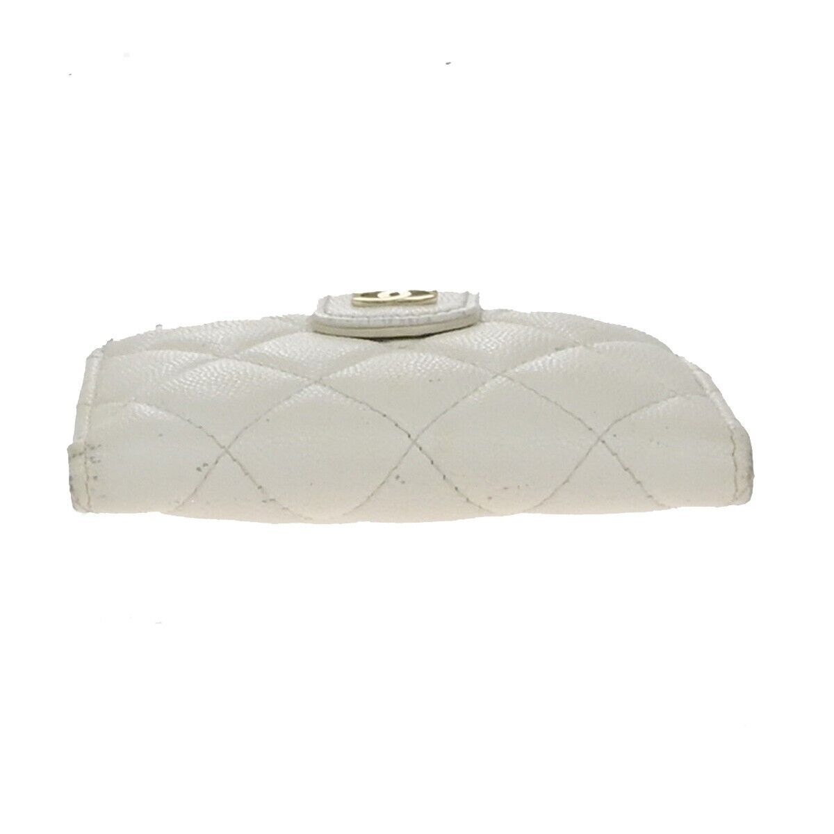 CHANEL CC Logo Bifold Compact Wallet Grained Calfskin Leather White GHW 30ED889
