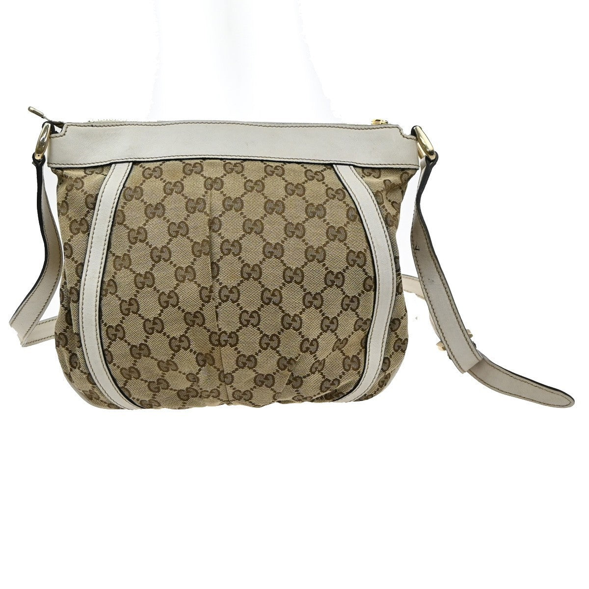 GUCCI Abbey GG Pattern Shoulder Bag Canvas Leather Brown white GHW 88SA096