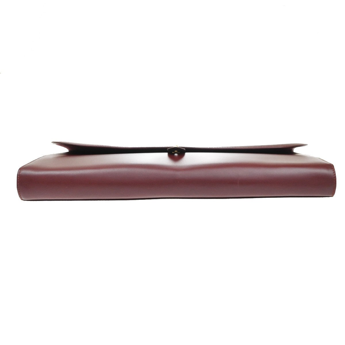 CARTIER Logo Must Line Clutch Hand Bag Leather Red Burgundy GHW 09MA544