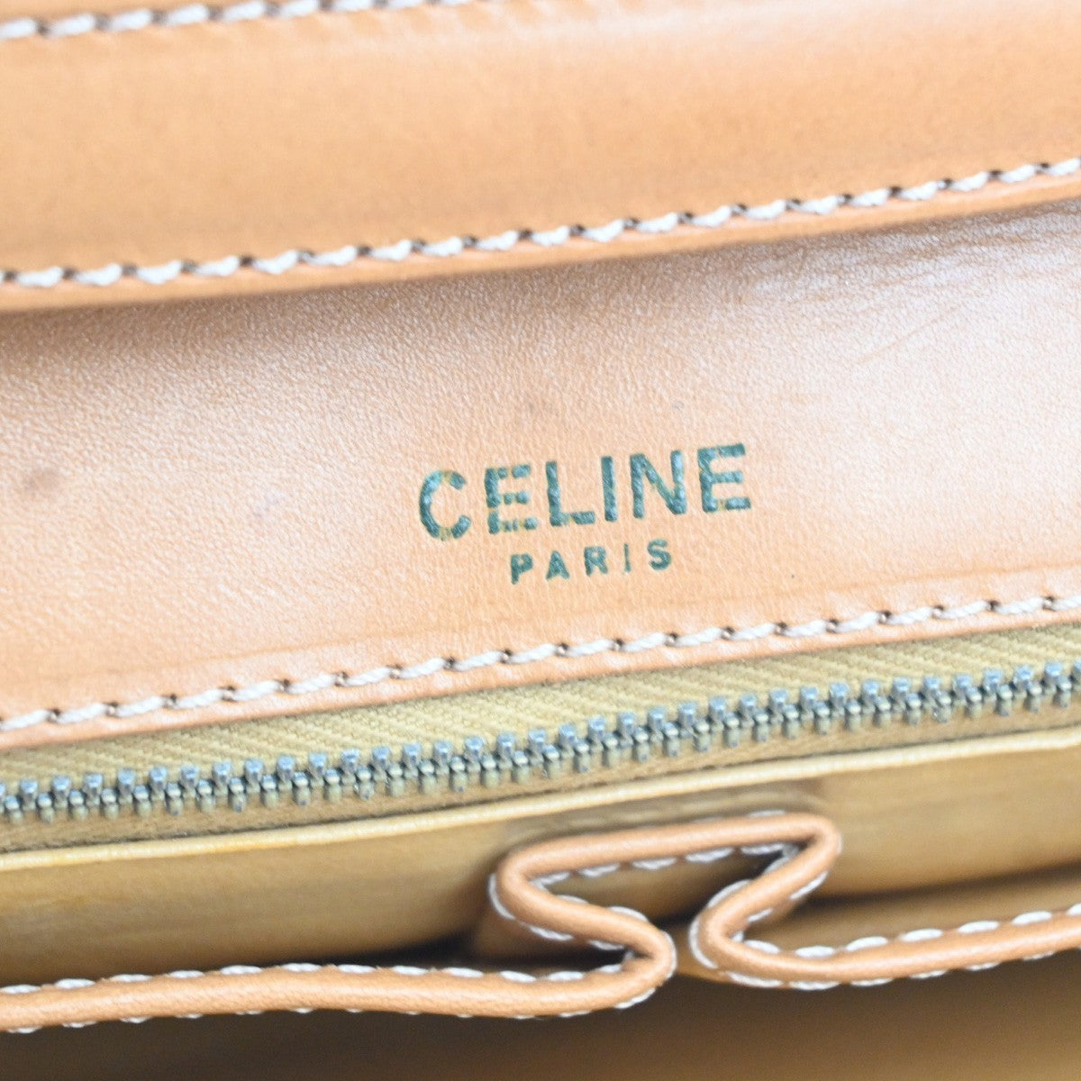 CELINE Macadam Pattern Crossbody Shoulder Bag PVC Leather White Brown  87KC778