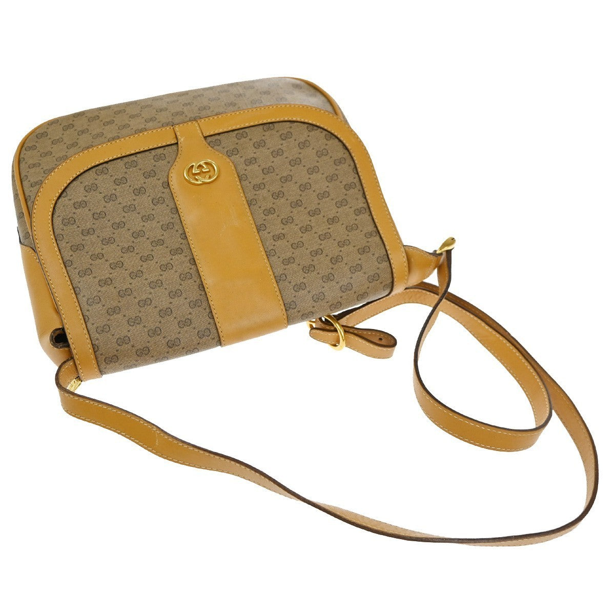 GUCCI Micro GG Pattern Shoulder Bag PVC Leather Brown Italy GHW 63TA478