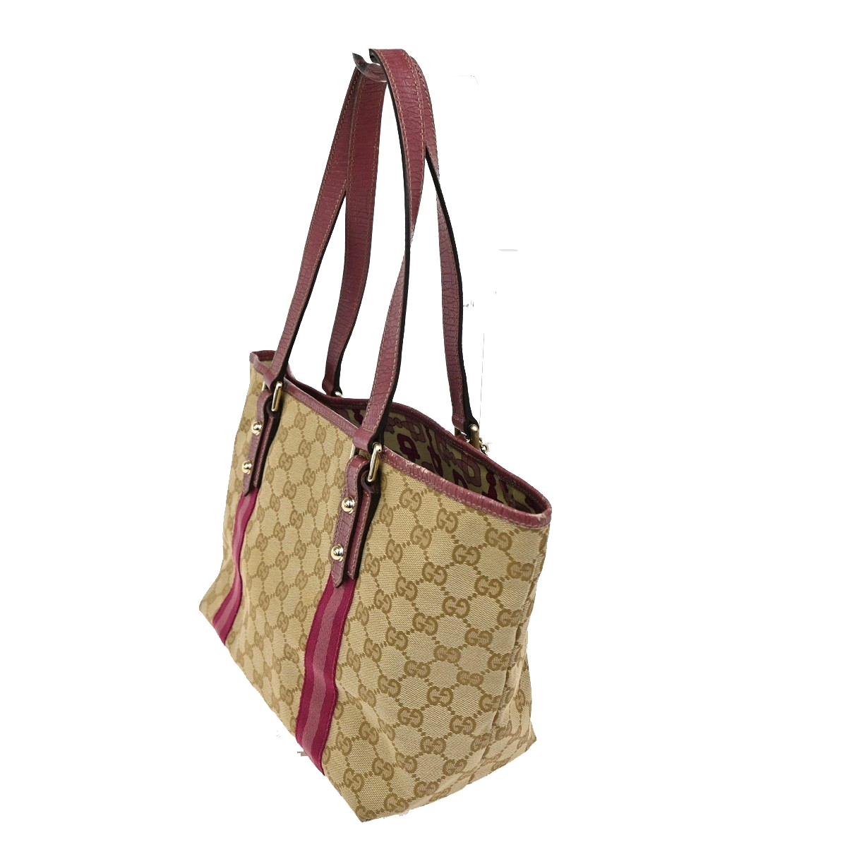 GUCCI Logo GG Pattern Shoulder Bag Canvas Leather beige Italy GHW 32KB624