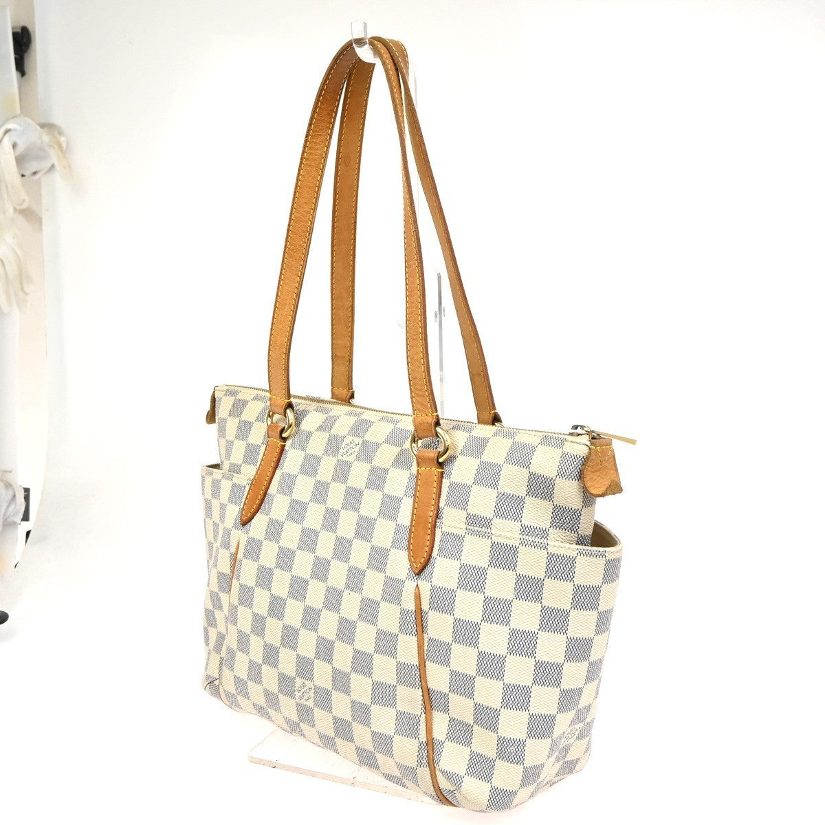 LOUIS VUITTON Totally PM Shoulder Bag Damier Azur Leather White N51261 15KC602