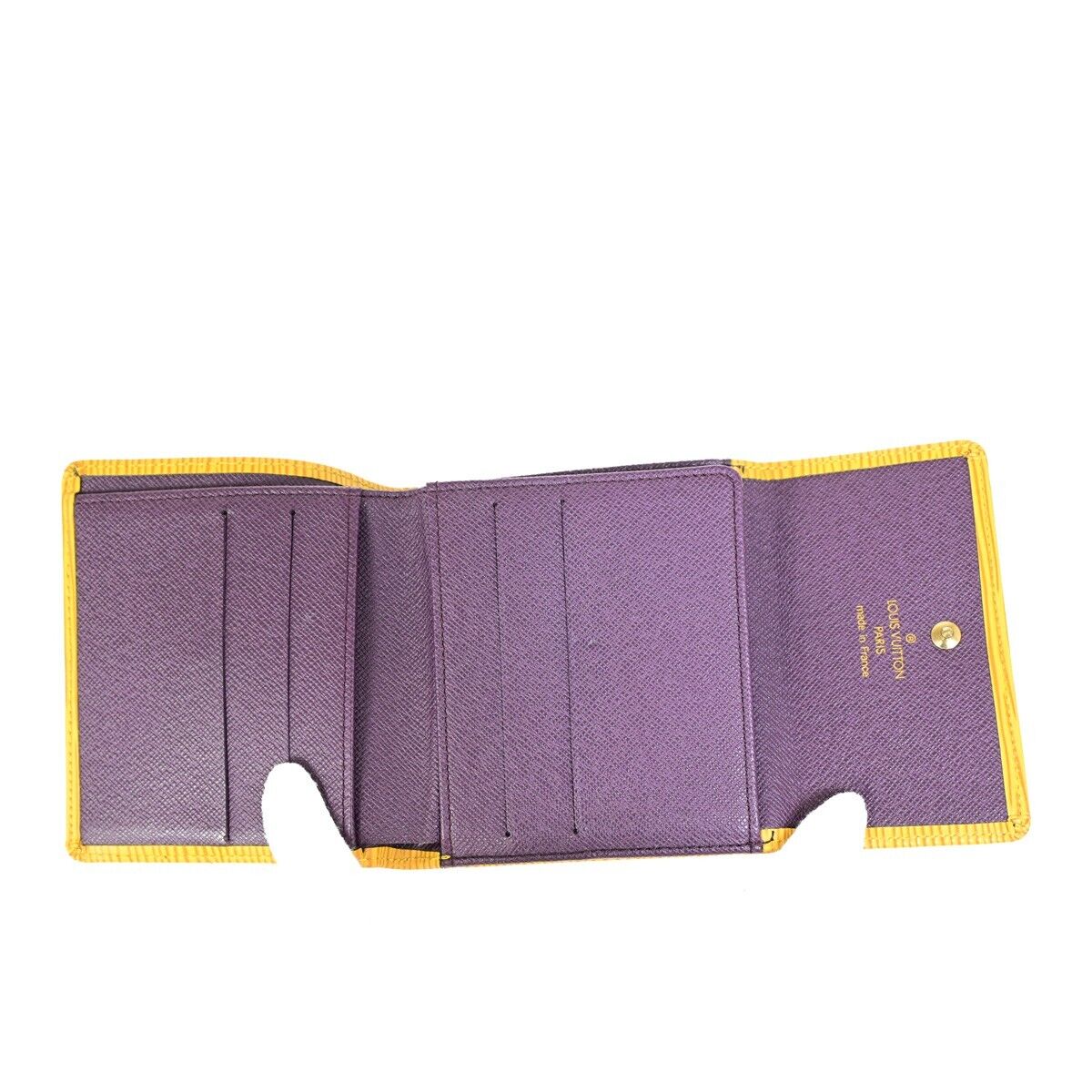 LOUIS VUITTON Logo 3 Set Bifold Wallet Monogram Epi Leather Brown Yellow 64KA308