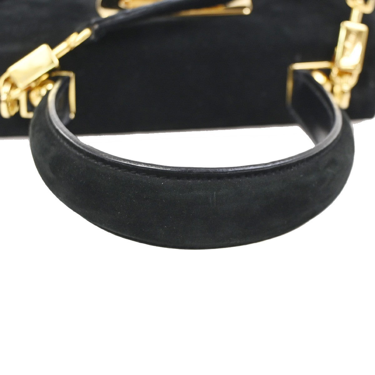 SALVATORE FERRAGAMO Gancini 2Way Shoulder Bag Suede Leather Black GHW 83ZA213