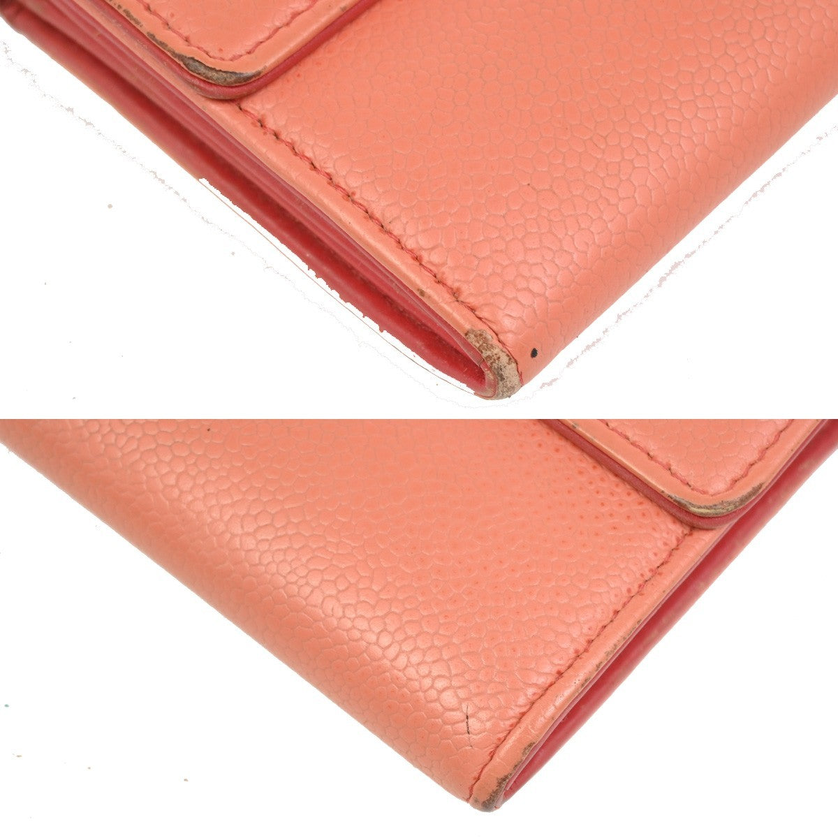 CHANEL CC Timeless Long Wallet Grained Calfskin Leather Orange GHW Italy 66KC754