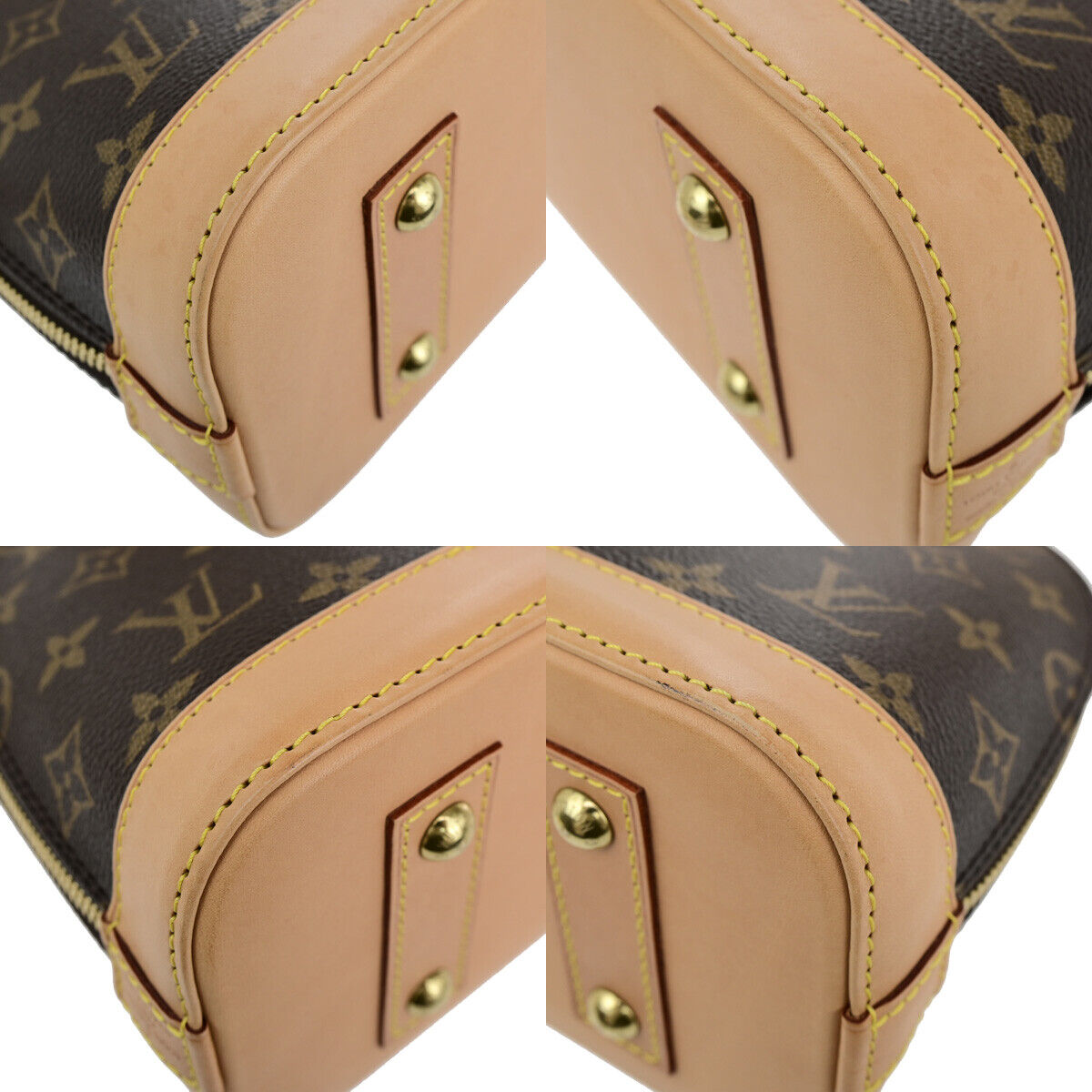 LOUIS VUITTON Alma BB 2Way Hand Bag Monogram Leather Brown Gold M53152 690RF198