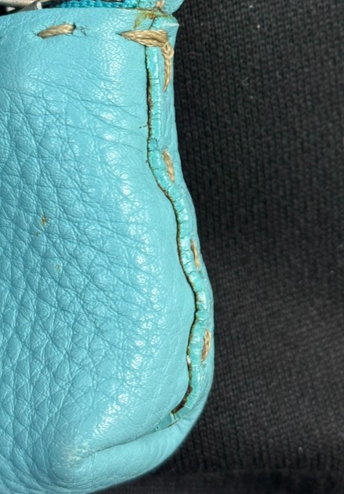 FENDI Logo Micro Coin Wallet Leather Blue SHW Italy 60TA455