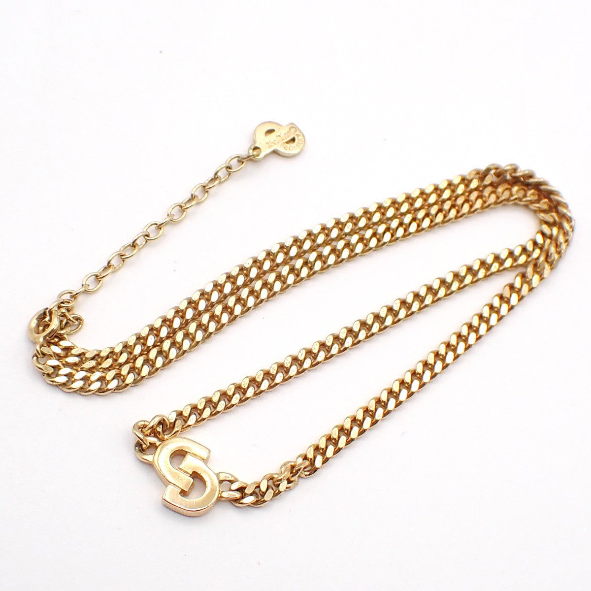 CHRISTIAN DIOR  CD Logo Chain Pendant Necklace Gold Germany 05RL903
