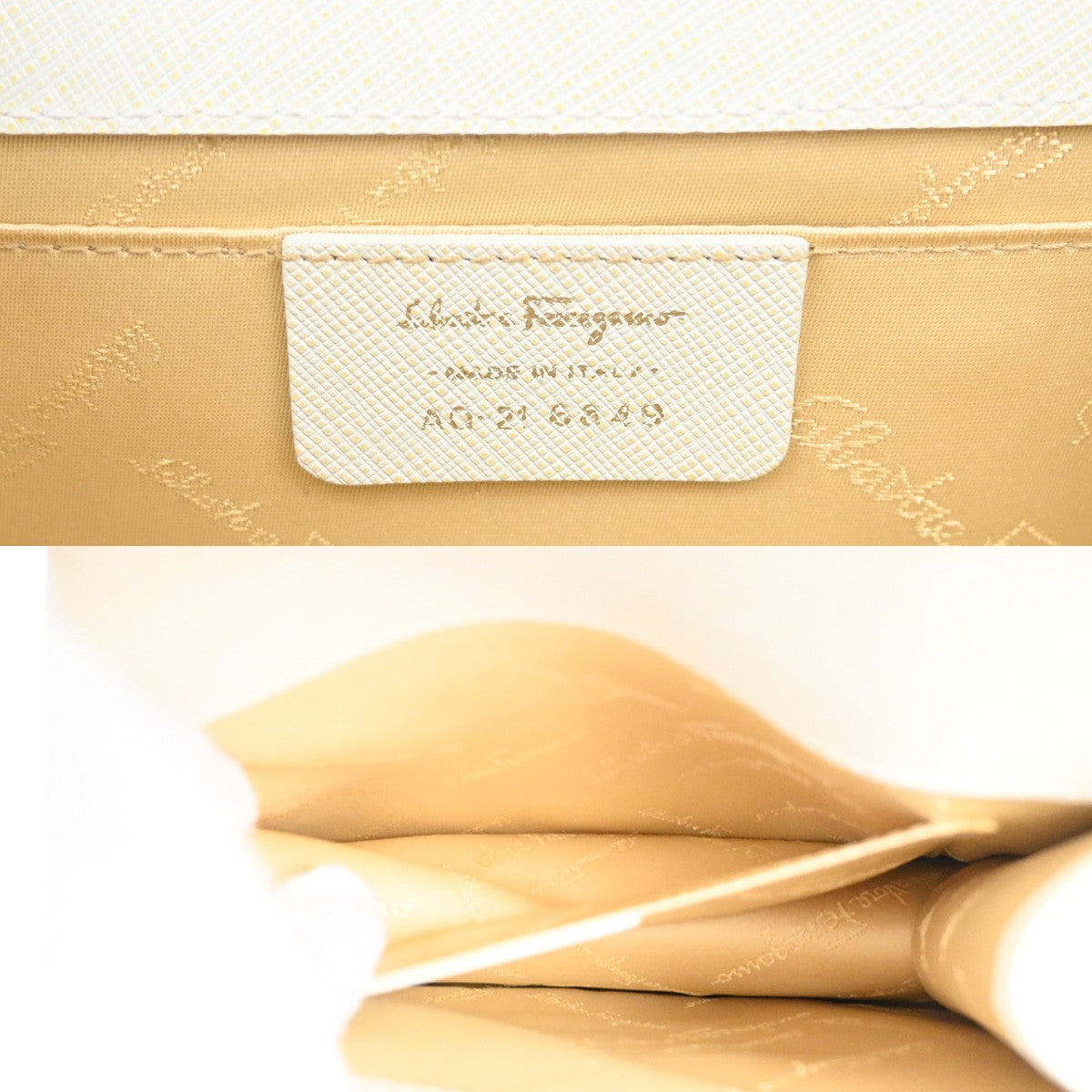 SALVATORE FERRAGAMO Gancini Chain Mini Shoulder Bag Leather White SHW 63YH769