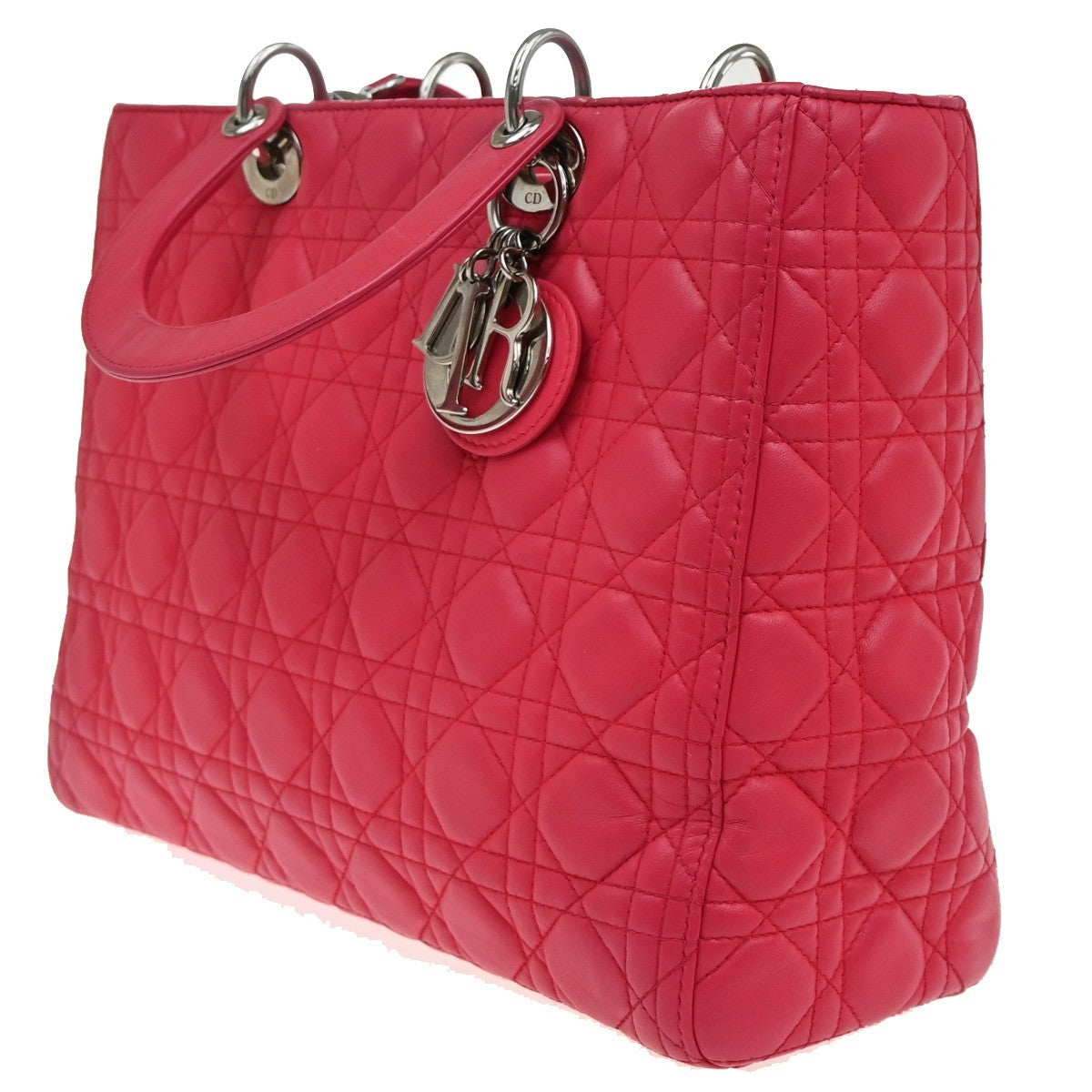 CHRISTIAN DIOR Lady Cannage 2Way Shoulder Hand Bag Leather Pink SHW 683RF675