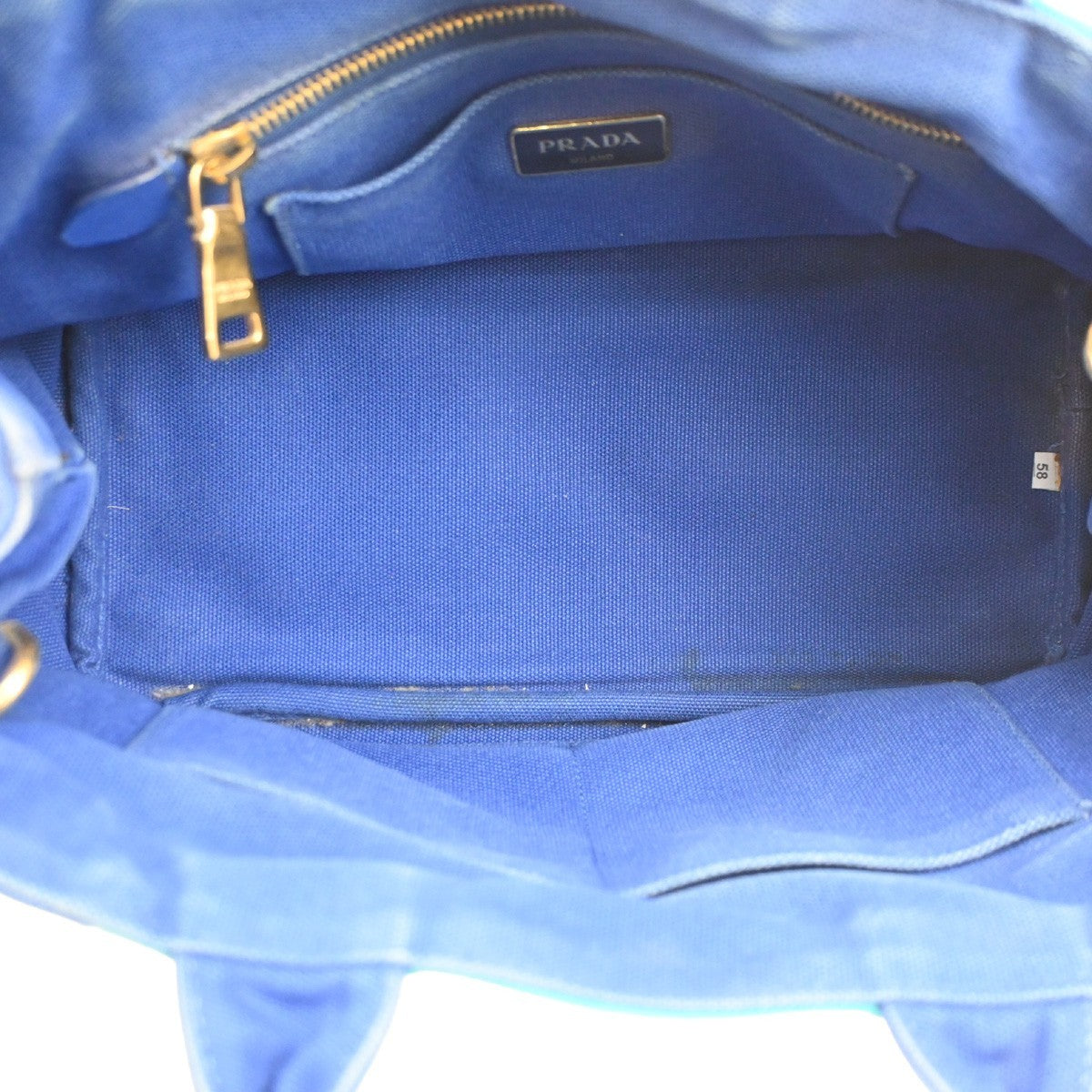 PRADA Logo CANAPA 2Way Mini Shoulder Hand Bag Canvas Leather Blue GN GHW 61CB055