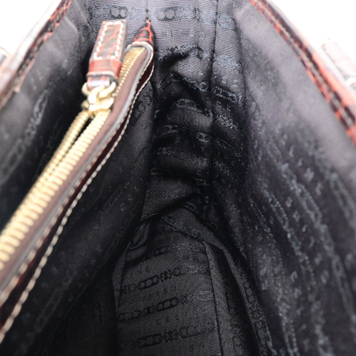 CELINE Boogie Macadam Charm Hand Tote Bag Canvas Embossing Leather Brown 69YF305