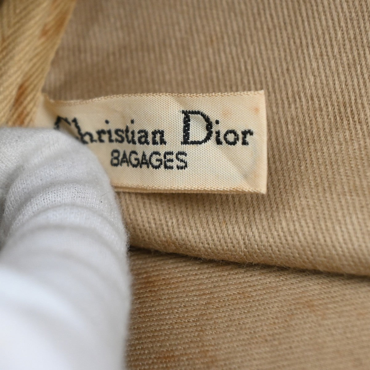 CHRISTIAN DIOR Logo Trotter Boston Hand Bag Canvas Leather Blue France 73MA573