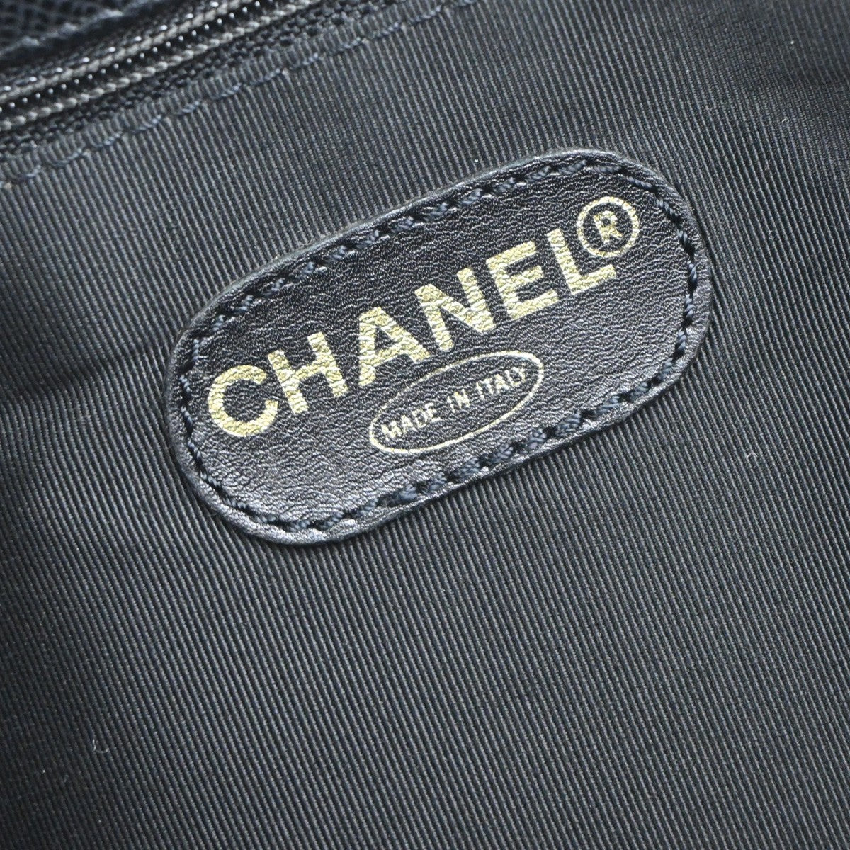 CHANEL CC Logo Shoulder Tote Bag Grained Calfskin Leather Black Vintage 98RP018