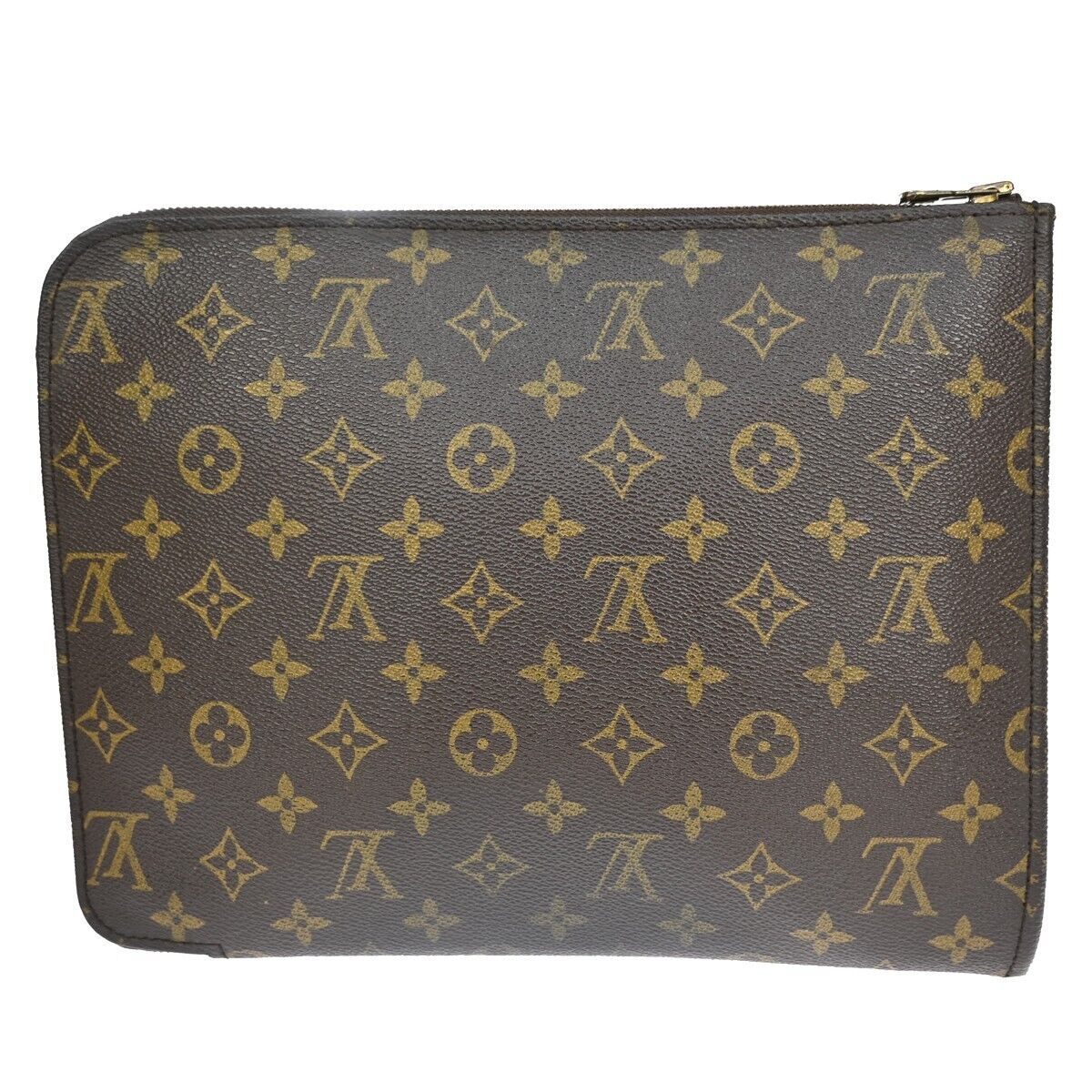 LOUIS VUITTON Poche Documents Clutch Bag Monogram Leather Brown M53457 67EA254