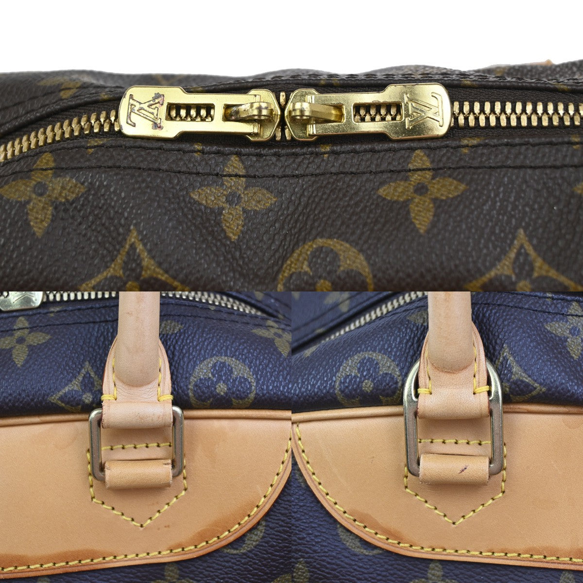 LOUIS VUITTON LV Logo Deauville Hand Bag Monogram Leather Brown M47270 73ZA272