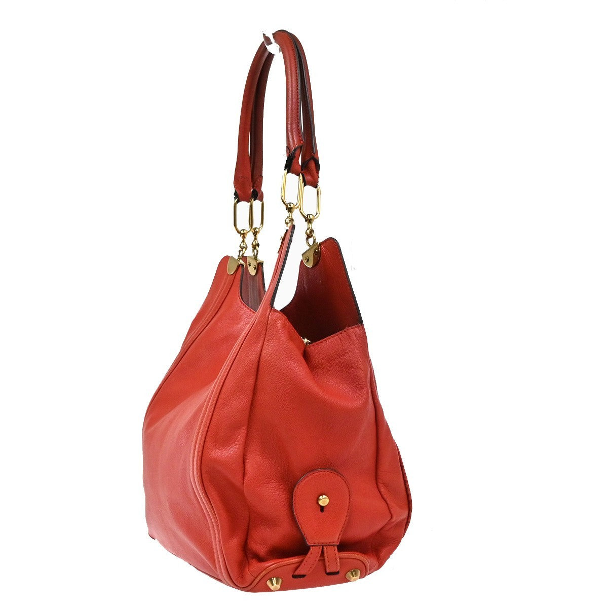 CHLOE Logo Toto Shoulder Bag Leather Red GHW 38TA667