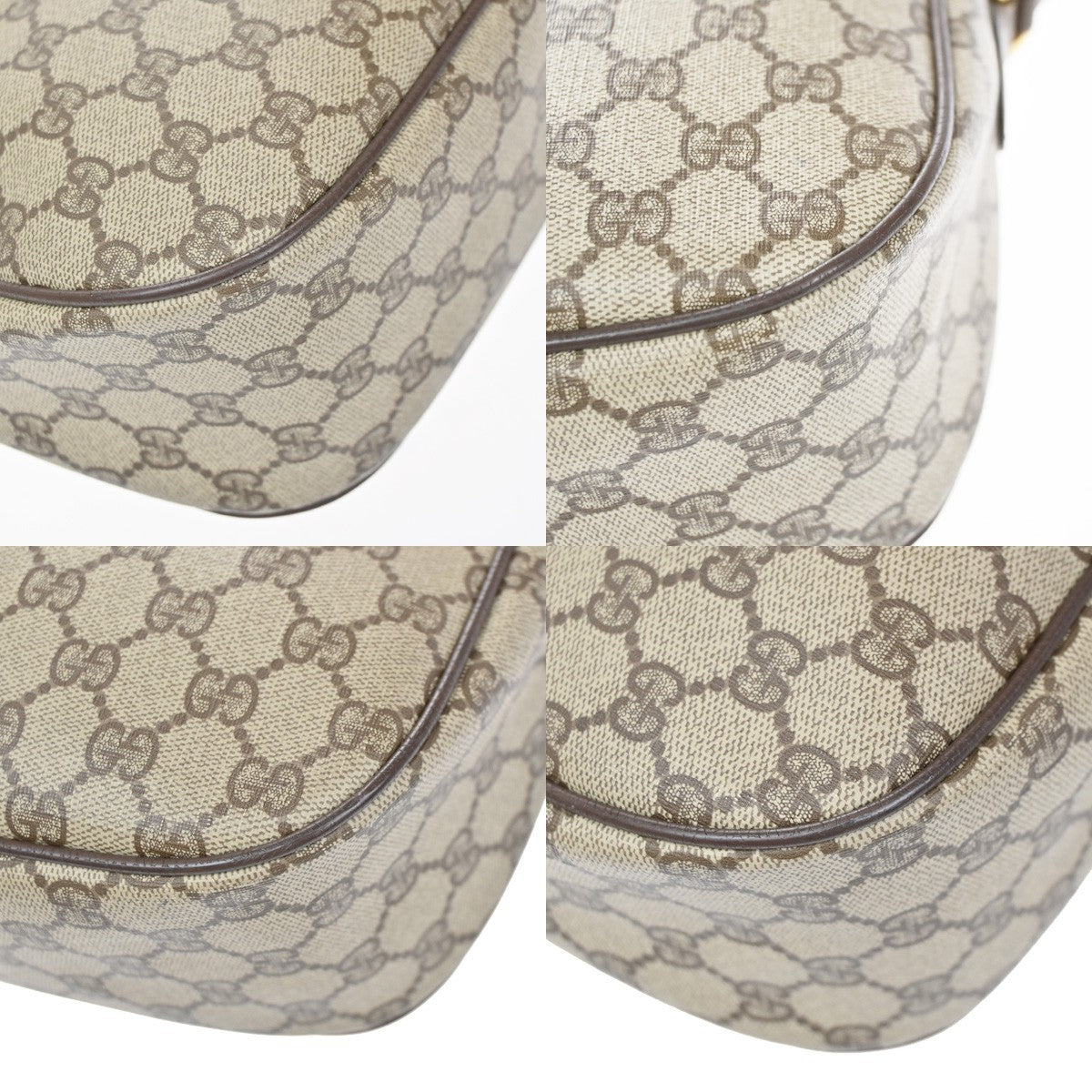GUCCI Logo Web Sherry GG Pattern Shoulder Bag PVC Leather Brown Italy 65YJ167