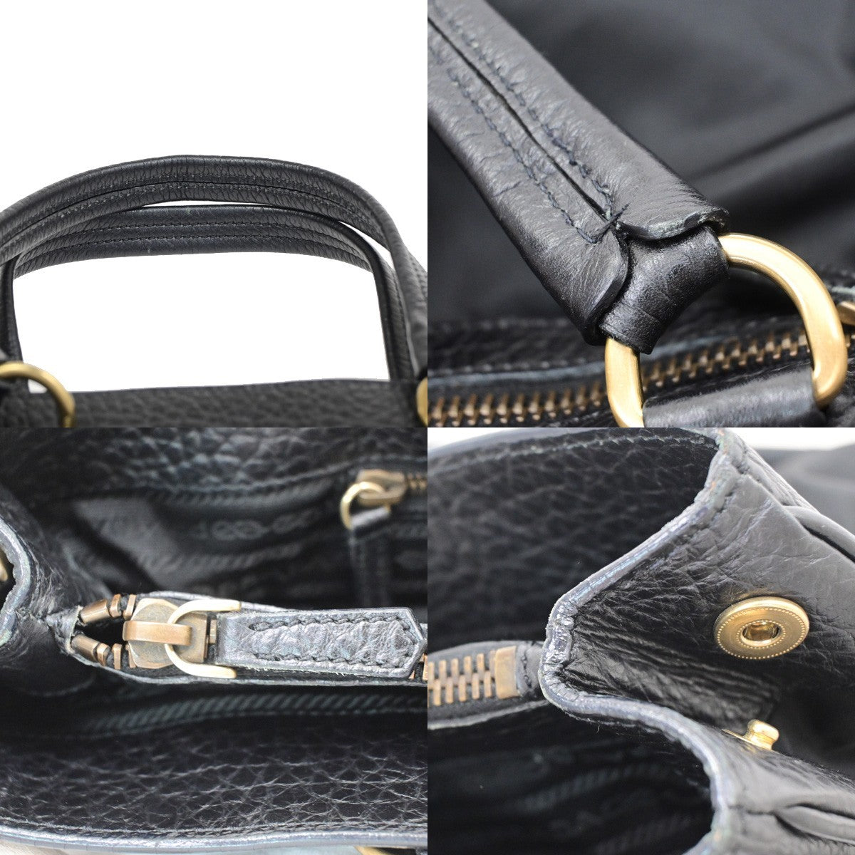 PRADA Logo Tessuto Tote Hand Bags Nylon Leather Black GHW Italy 70PA127