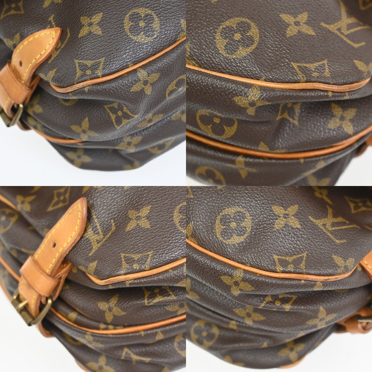 LOUIS VUITTON Logo Saumur 30 Shoulder Bag Monogram Leather Brown M42256 72KC902
