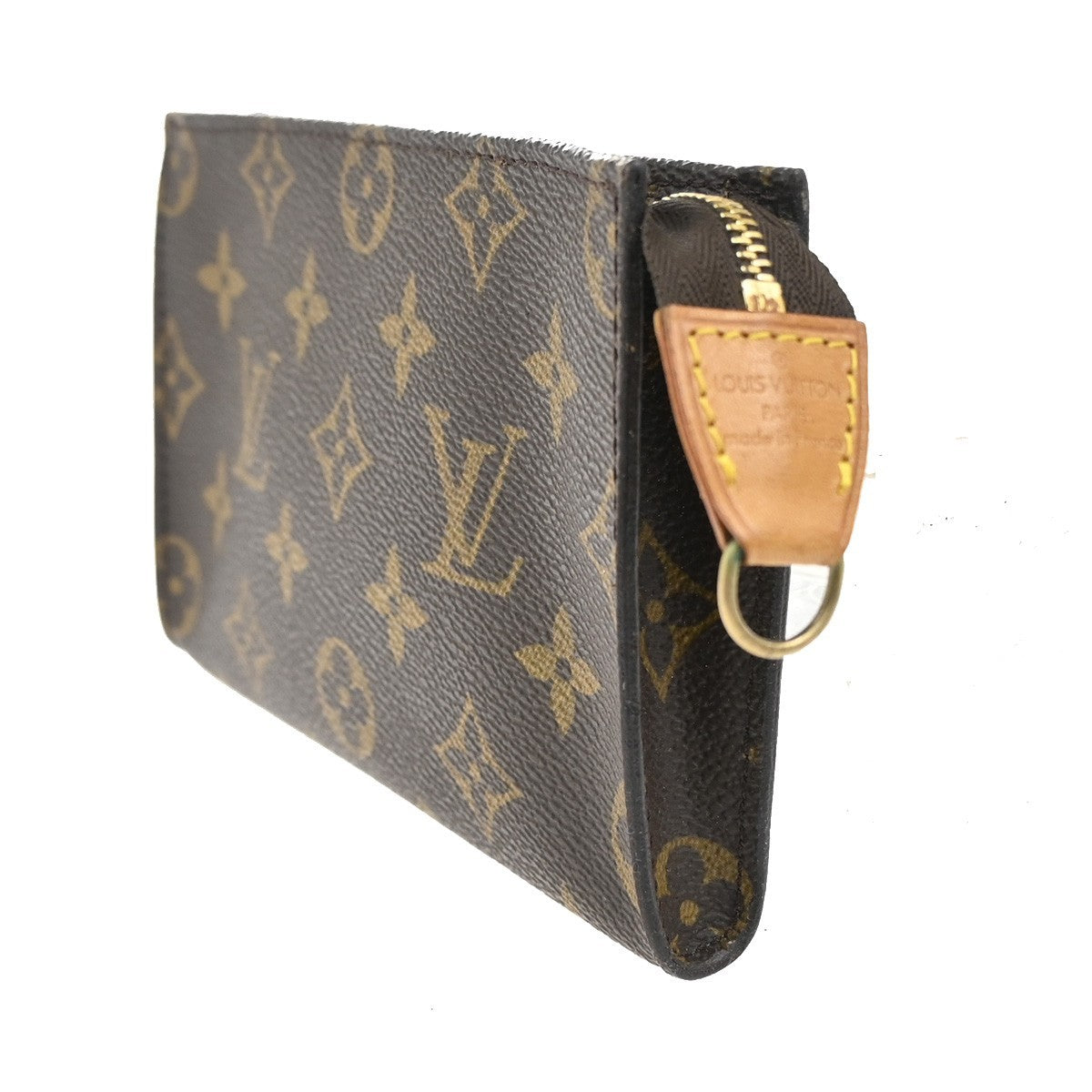 LOUIS VUITTON Logo BUCKET PM Pouch Bag Monogram Leather Brown France 04KC333