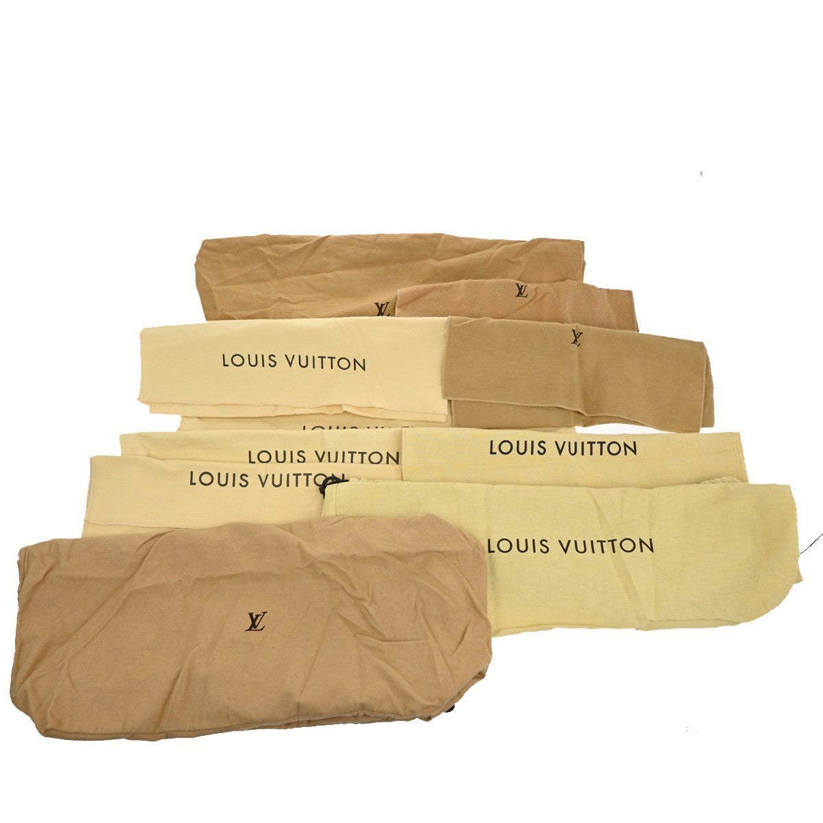 LOUIS VUITTON Logo 10 Set Dust Bag Drawstring Canvas Cotton Beige Brown 09KC113