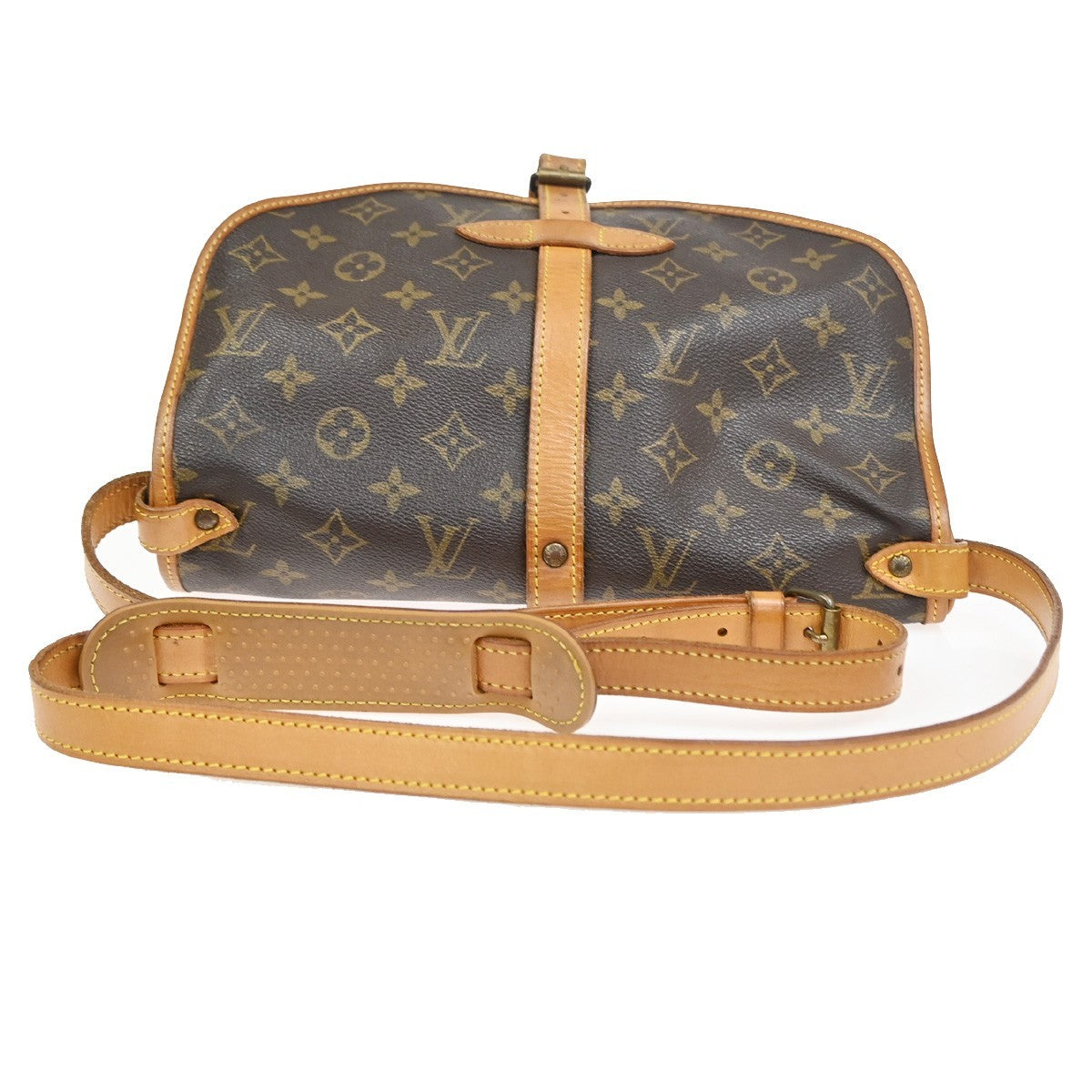 LOUIS VUITTON Logo Saumur 30 Shoulder Bag Monogram Leather Brown M42256 72KC902