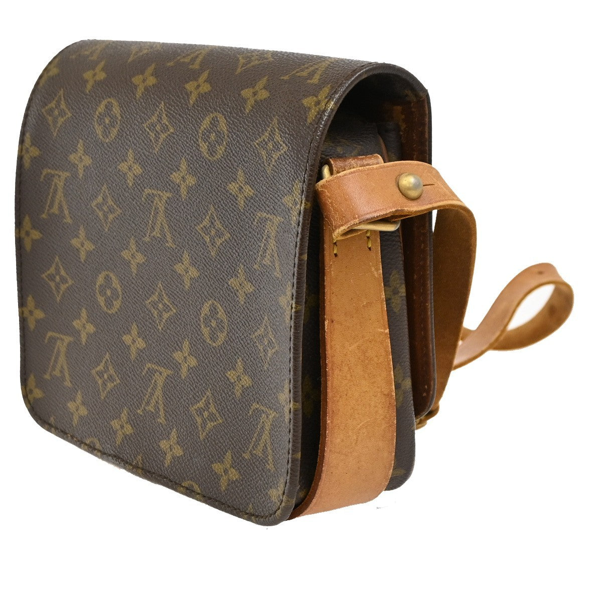 LOUIS VUITTON Cartouchiere MM Shoulder Bag Monogram Leather Brown M51253 33DA235