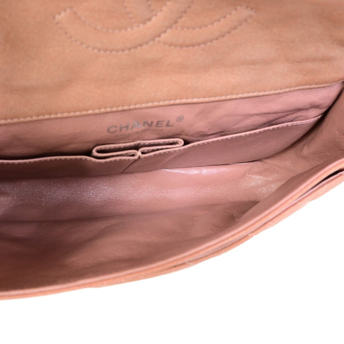 CHANEL CC Matelasse 25 Double Flap Chain Shoulder Bag Leather Pink 373RK146