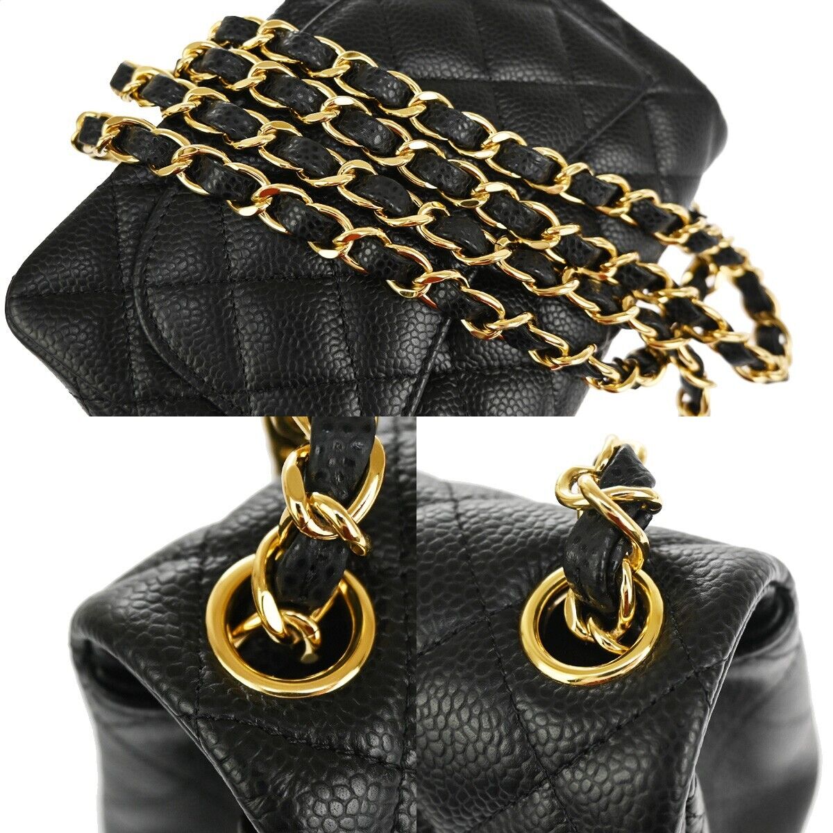 CHANEL CC Mini Matelasse Chain Shoulder Bag Caviar Skin Leather BK GHW 6083LC313