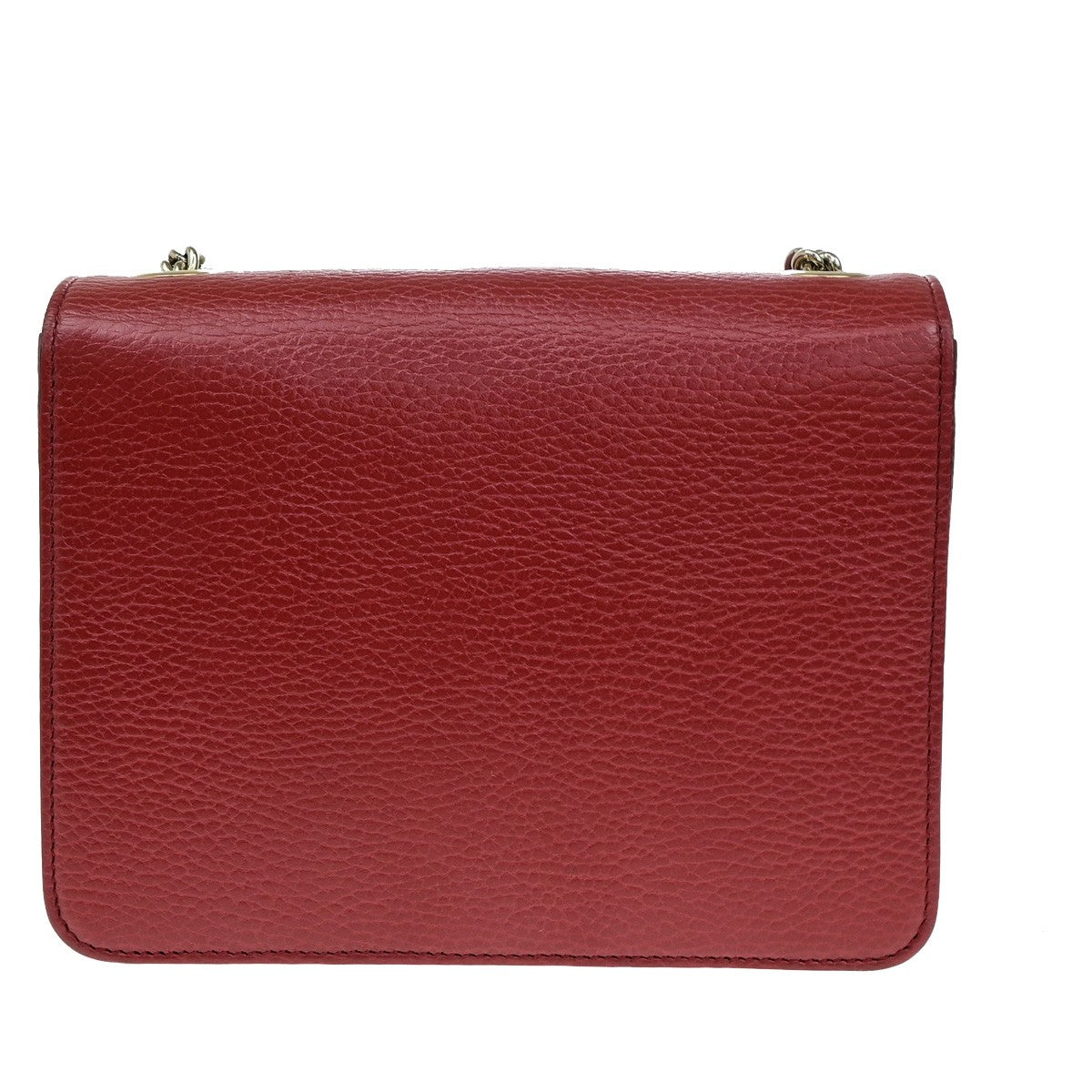 GUCCI Logo Interlocking G Chain Mini Shoulder Bag Leather Red GHW Italy 14YH072