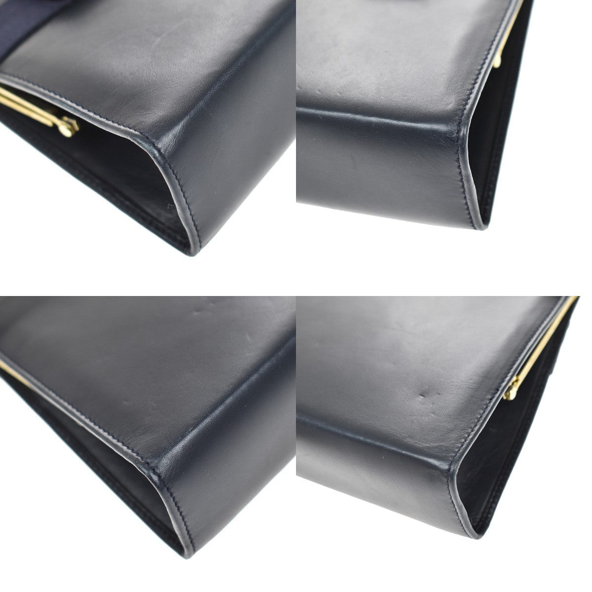 SALVATORE FERRAGAMO Vara Mini Chain Shoulder Bag Leather Navy Blue GHW 69KB071
