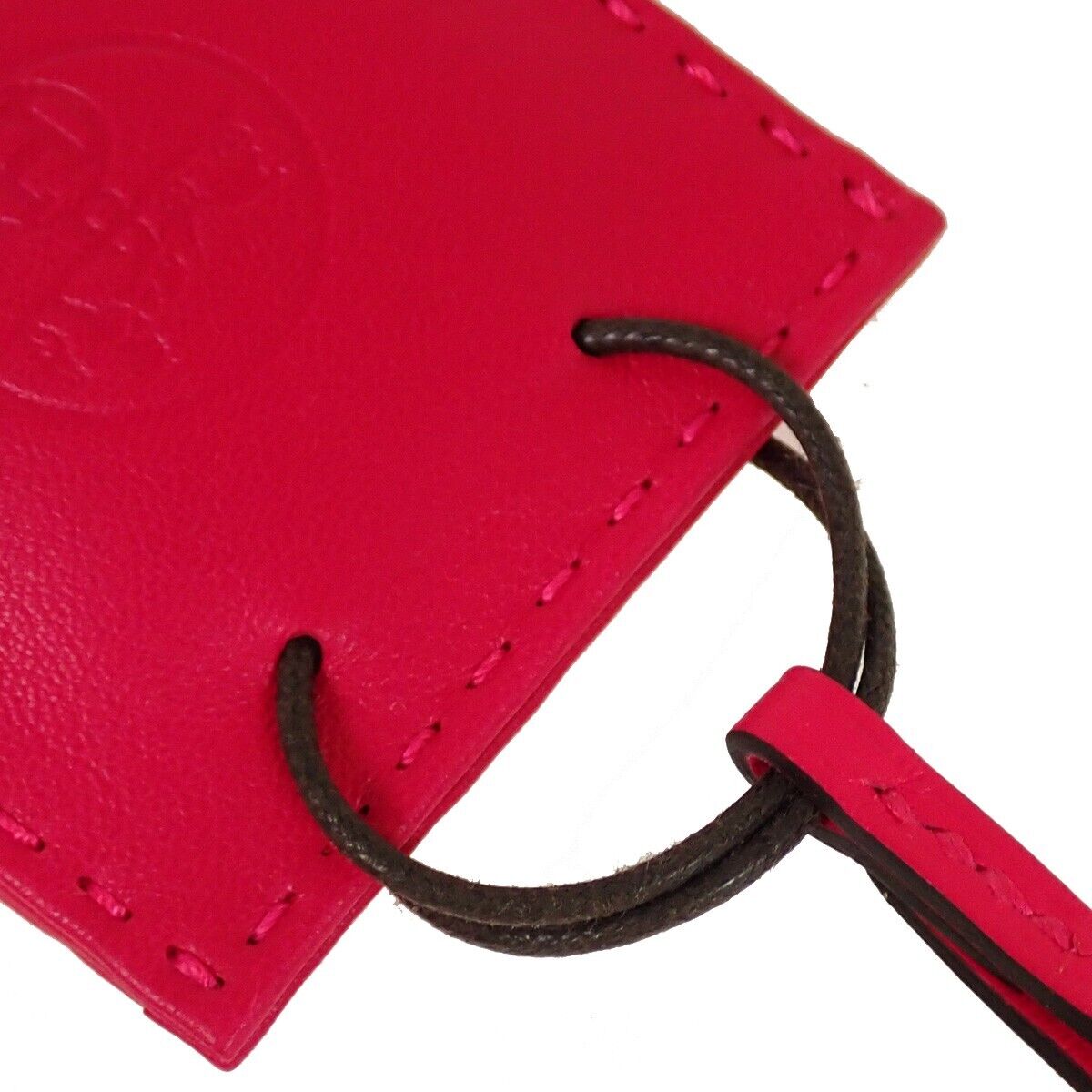 HERMES H Logo Sac Orange Bag Charm Leather Pink Bag Accessory 84RH697