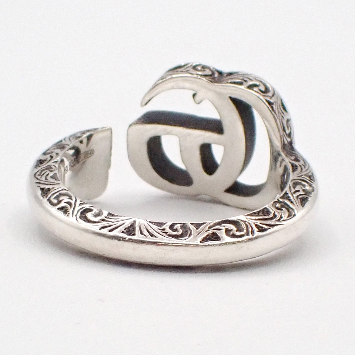 GUCCI GG Logo Ring  Size JP 15 US 7.5 Silver 925 Accessories 61LC628