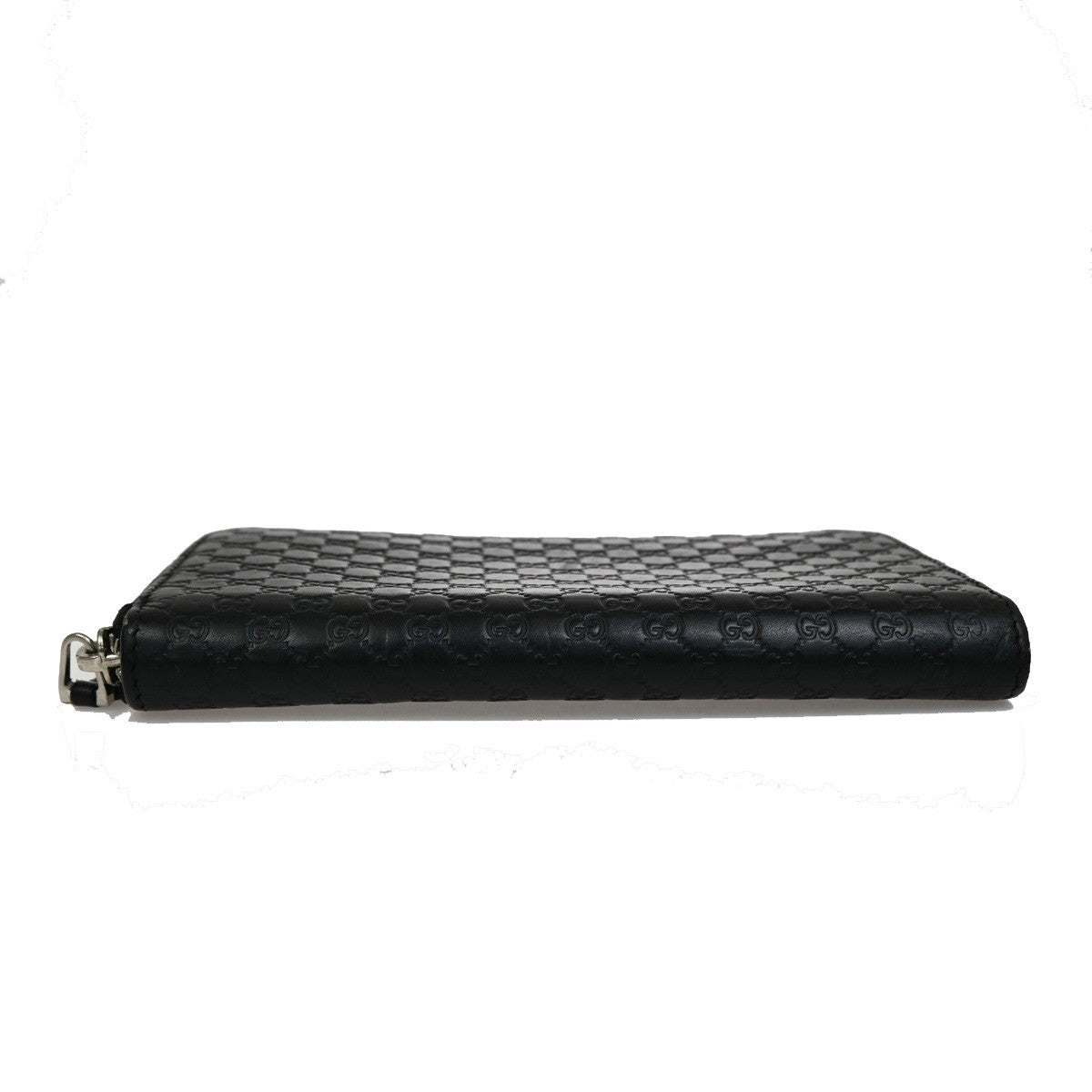 GUCCI Logo Guccissima GG Pattern Long Zipper Wallet Leather Black 60FC118