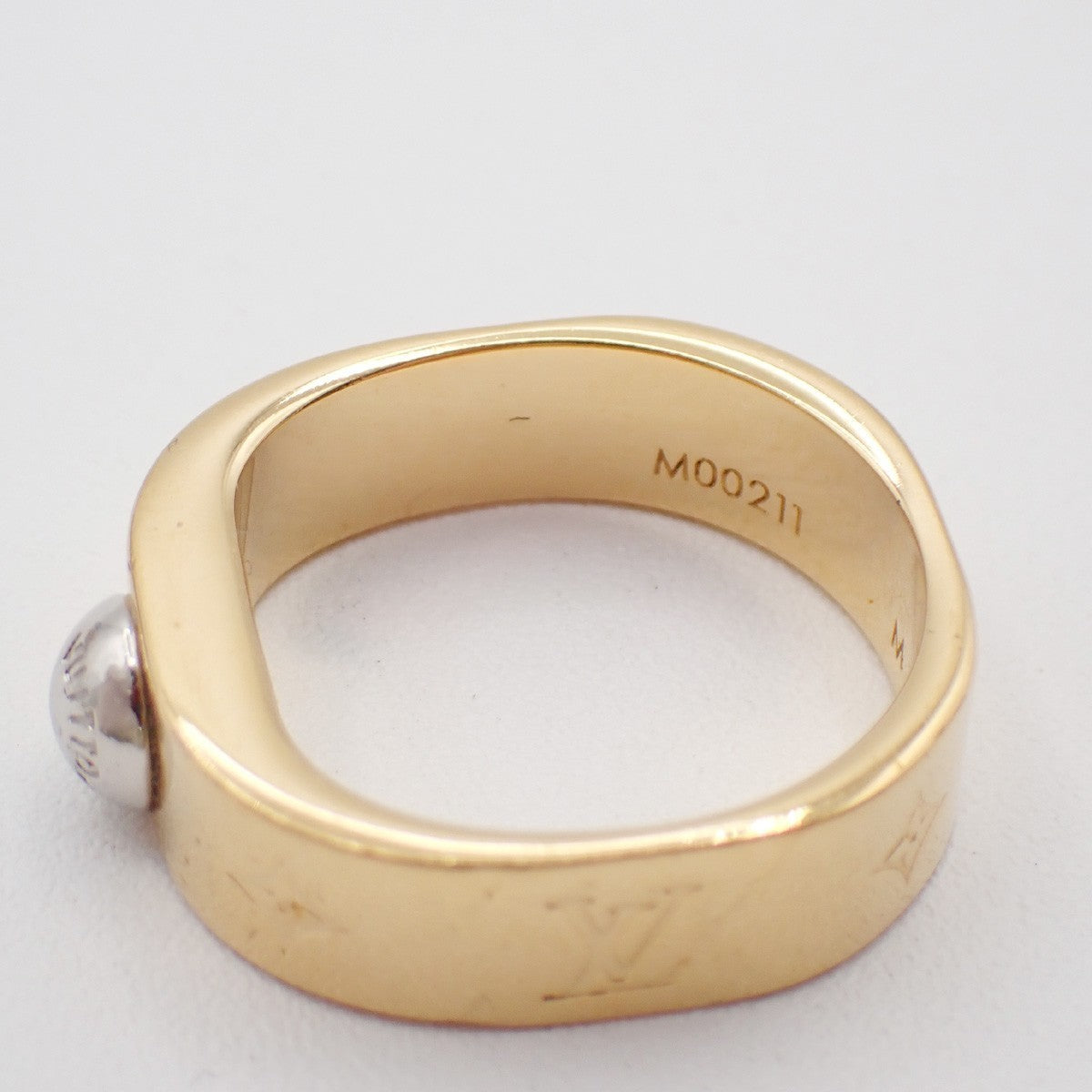 LOUIS VUITTON Nanogram Ring Size M Gold Silver Italy Accessory M00211 67EG247