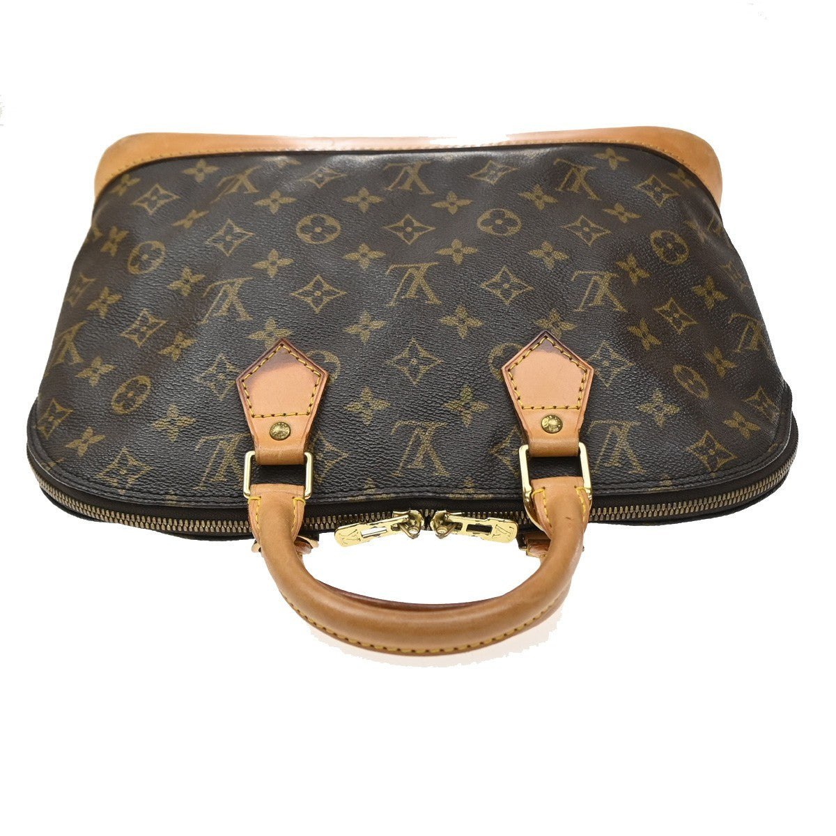 LOUIS VUITTON LV Logo Alma Hand Bag Monogram Leather Brown M51130 62KD431