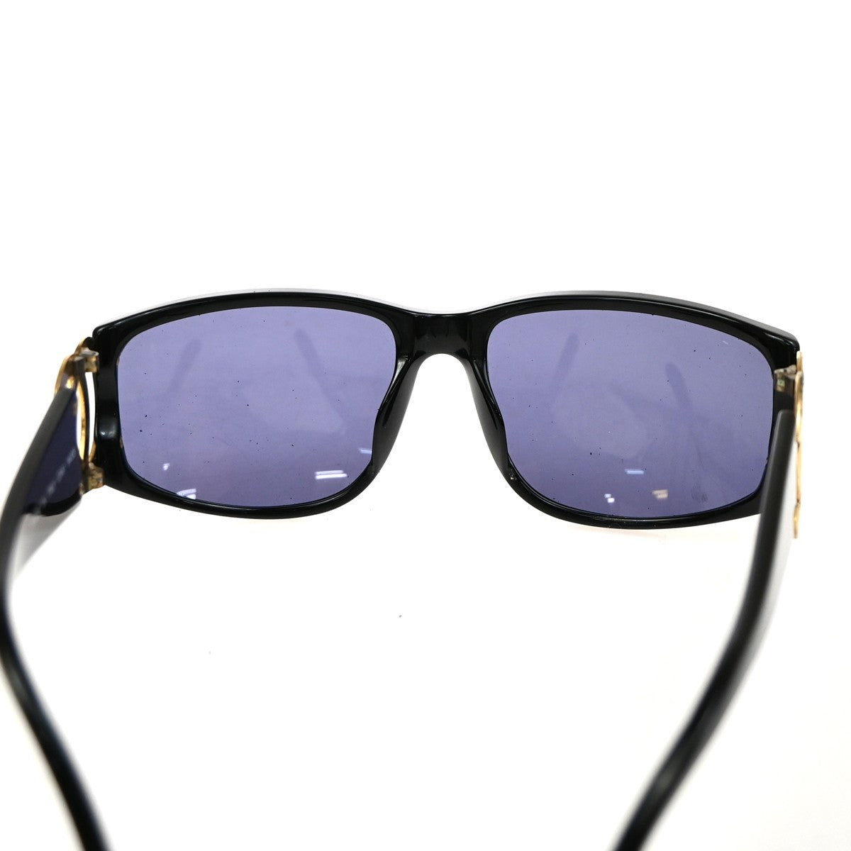 CHANEL CC Logo Sunglasses Eye Wear Plastic Black Gold Italy 02461 66RL540
