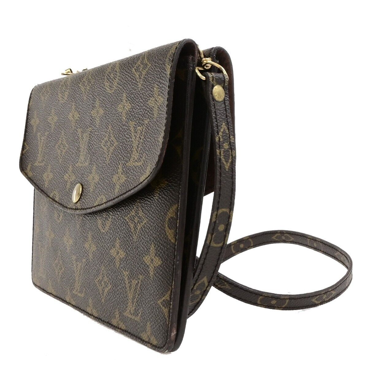 LOUIS VUITTON Double Rabat Shoulder Bag Monogram Leather Brown M51815 36FB517