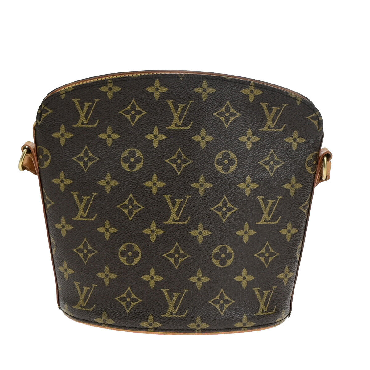LOUIS VUITTON Logo Drouot Shoulder Bag Monogram Leather Brown M51290 73YF424