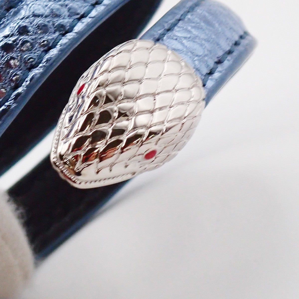 BVLGARI Logo Serpenti Forever Bracelet Blue Silver Italy Accessory 31RL216