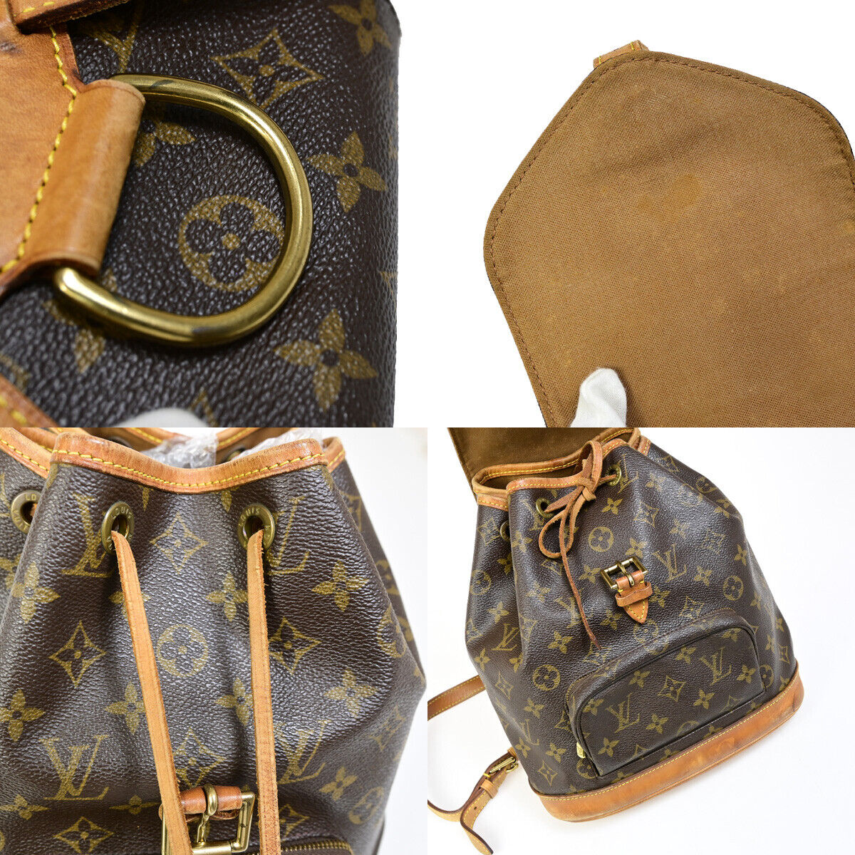 LOUIS VUITTON Montsouris GM Backpack Bag Monogram Leather Brown M51135 77YE693