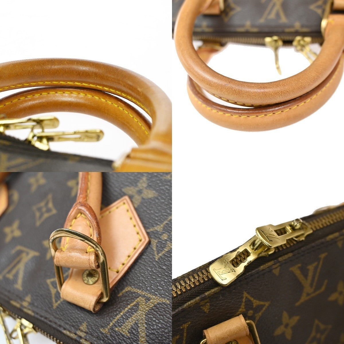 LOUIS VUITTON LV Logo Alma Hand Bag Monogram Leather Brown France M51130 82CA620